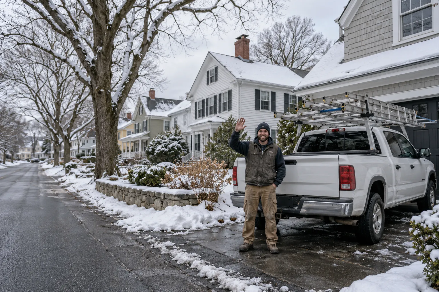 Older homes with winter-worn roofs across the Taunton area